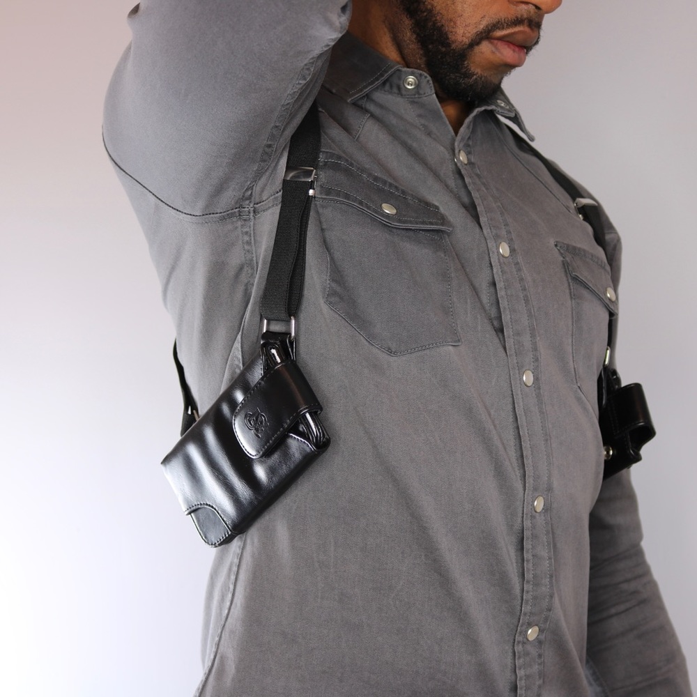 Cell Phone Leather Shoulder Holster (Black)